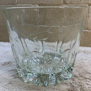 Vintage Princess House Crystal Heritage Etched Floral Clear Ice Bucket‎